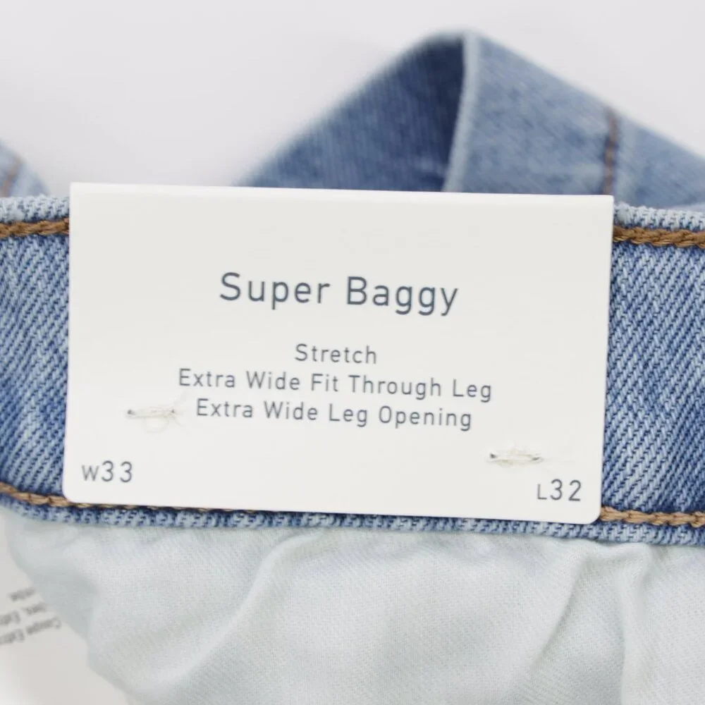 Hollister Men‎ Astronaut Embroidered Supper Baggy Denim Jeans Light Blue W33 L32